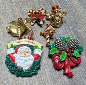 Vintage Gigi Giusti, Enesco, Olit USA, And Russ Holiday Brooches